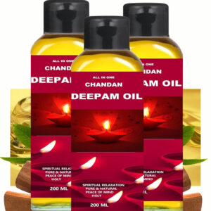Pack of 3 Chandan Deepam Pooja Oil 200 ml Pure Sandalwood Oil for Puja & Diya 200Ml.